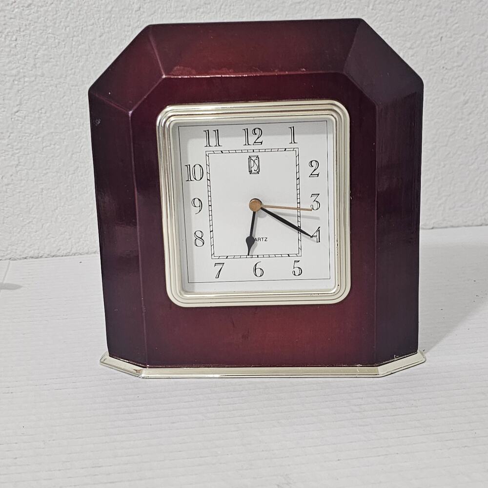 Copied - Paul Sebastian Dark Red Wooden Desk/Mantel/Shelf Quartz Clock 1997